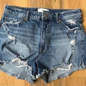 BKE Billie Frayed Blue Denim Shorts